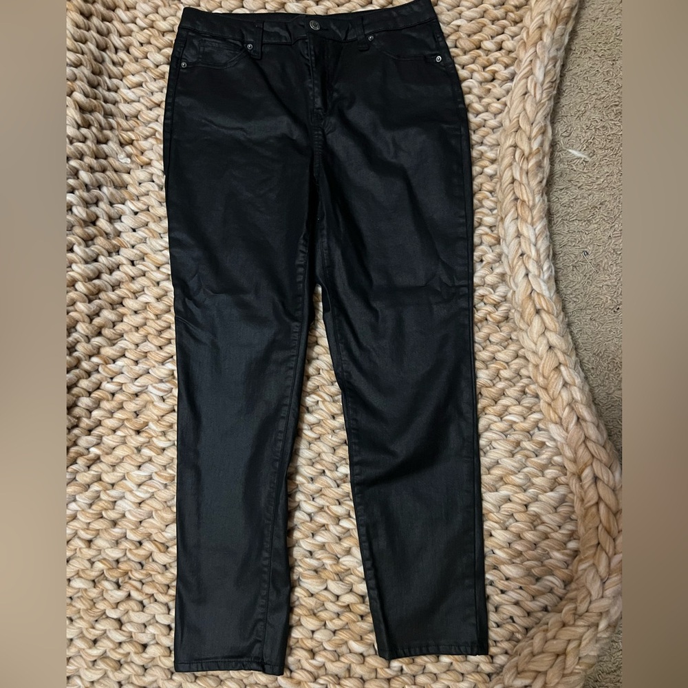Black pants/ Jeans with subtle faux leather look